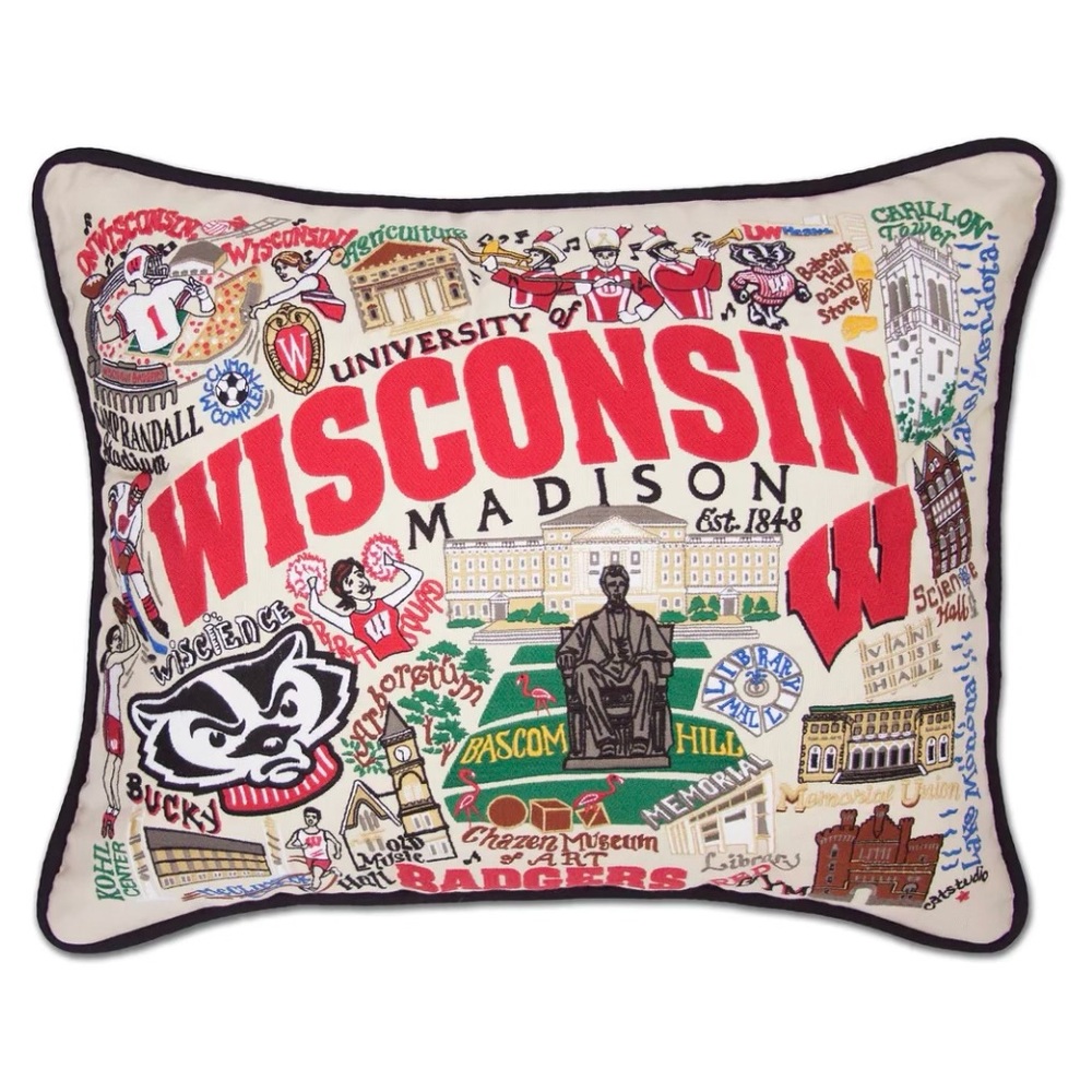 Wisconsin, University of Collegiate Embroidered Pillow